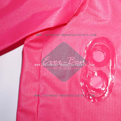 Pink shiny raincoat vent holes-shiny rain mac